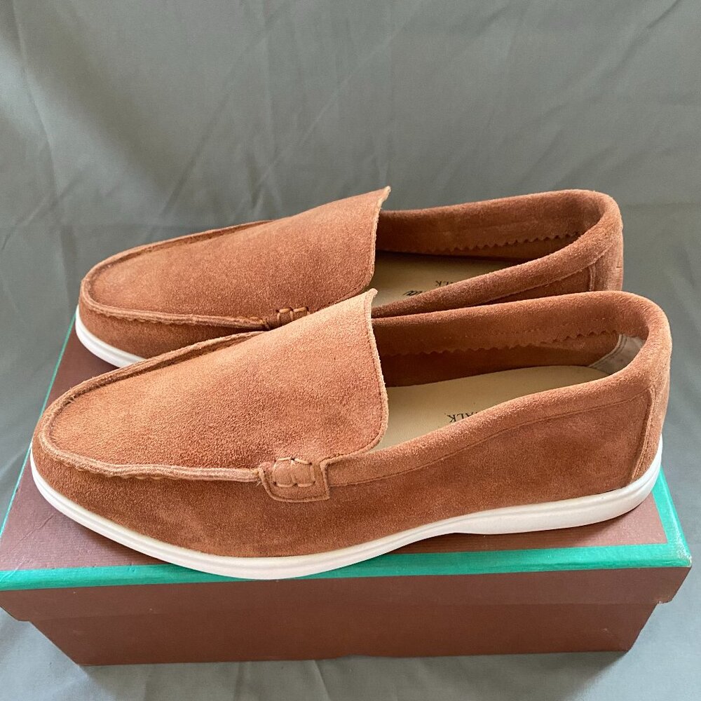 Loro Piana summer brown leather men's loafers